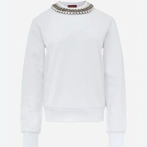 Gucci White Sweatshirt Top with side zip and Jewel Embellishments EUC